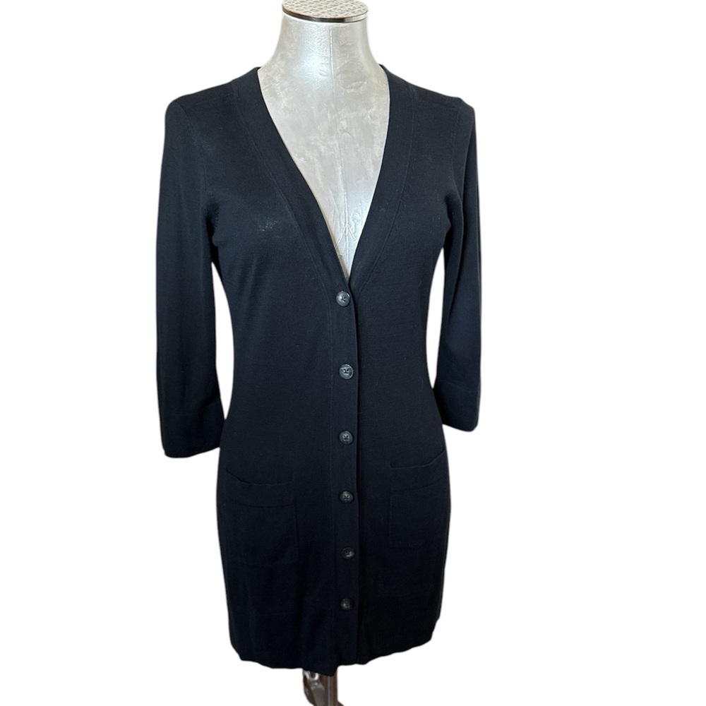 Banana Republic Women’s Black Long Cardigan 3/4 Sleeves Small